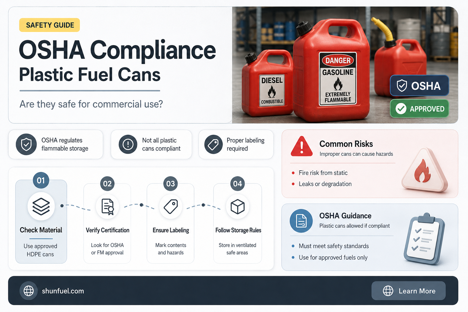 are plastic fuel cans osha approved for commercial use
