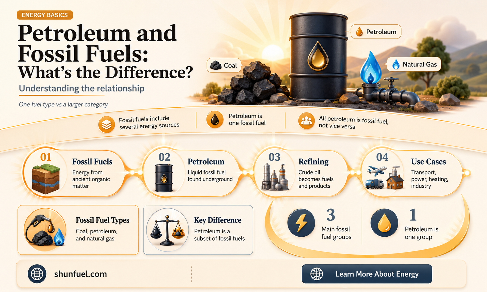are petroleum and fossil fuels the same thing