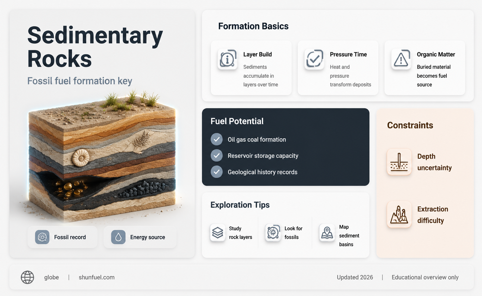 are sedimentary rocks involved with creating fossil fuels