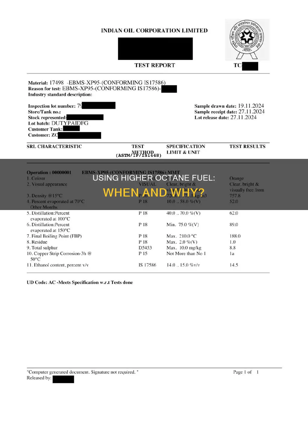 should i put hogher octane fuel in my car sometimes