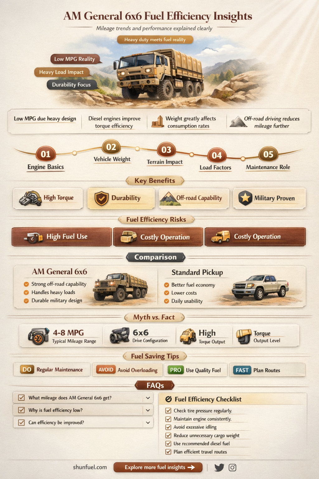 am general 6x6 fuel mileage