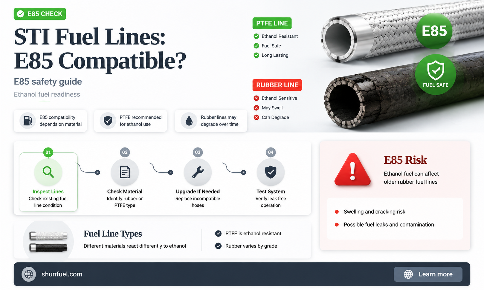 are subaru wrx sti fuel lines e85 compatible