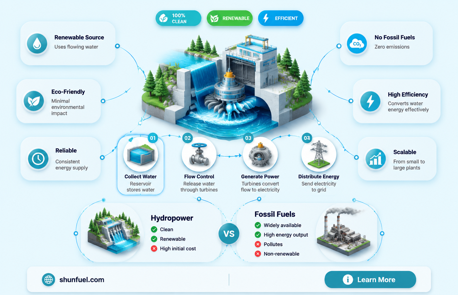 are fossil fuels used in water power