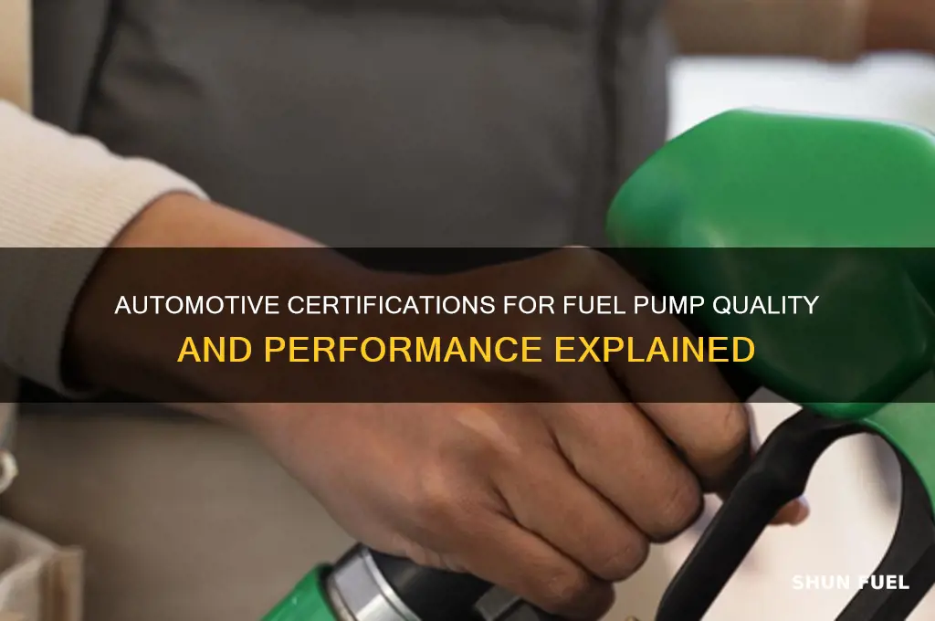 what automotive certification cover the fuel pump