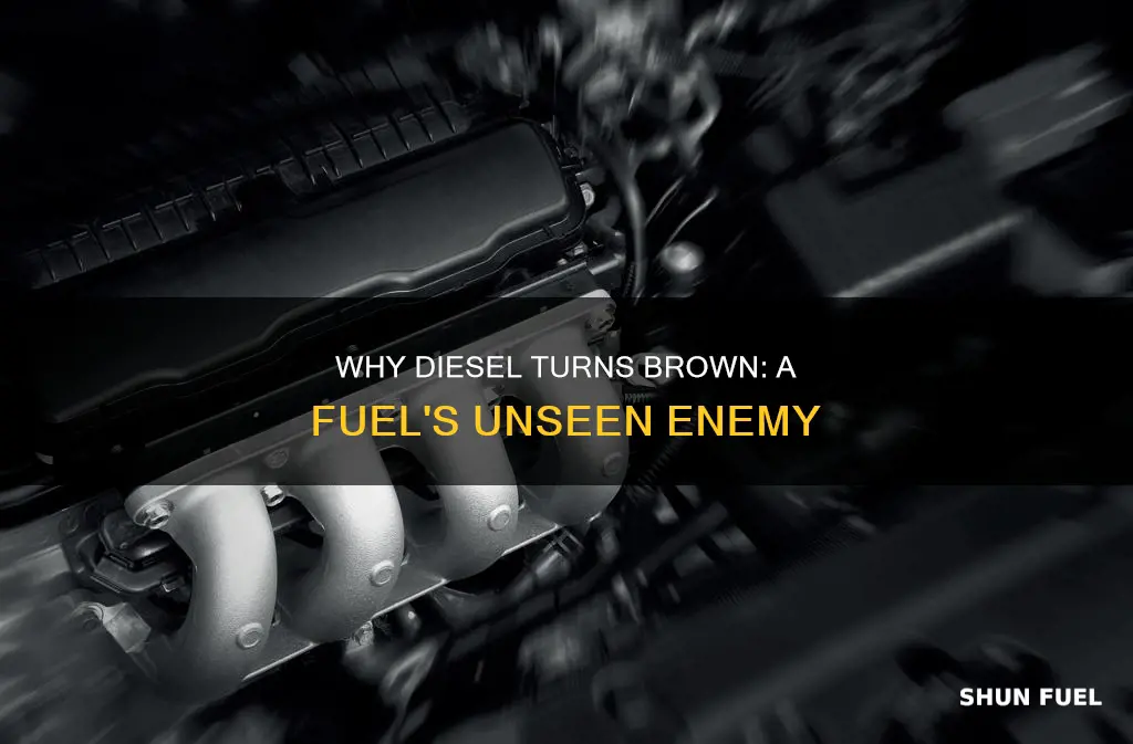 what causes diesel fuel to become brown