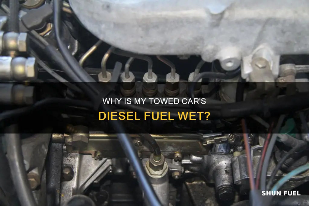 what causes wet deisel fuel on my towed car
