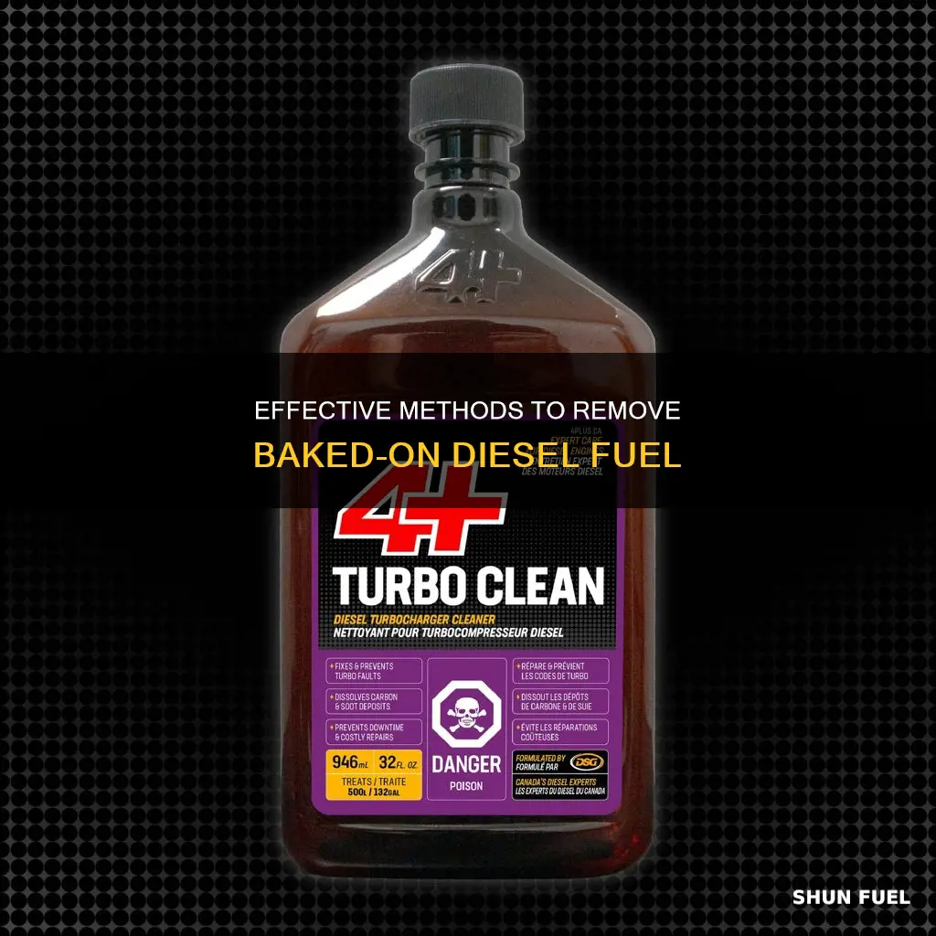 what cleans off baked on diesel fuel