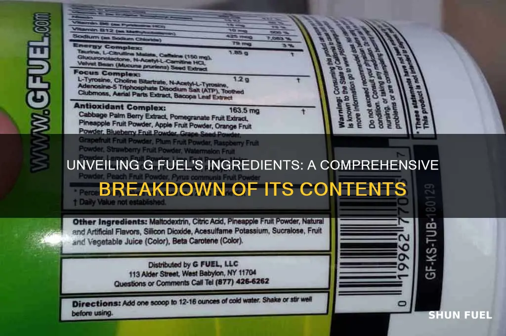 what does g fuel contain