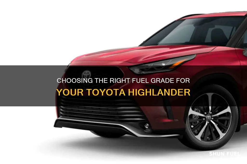 what fuel grade should you use in a toyota highlander