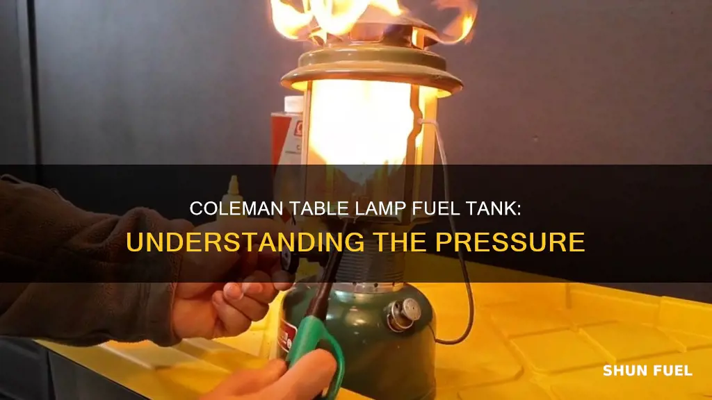 what is the pressure for coleman table lamp fuel tank