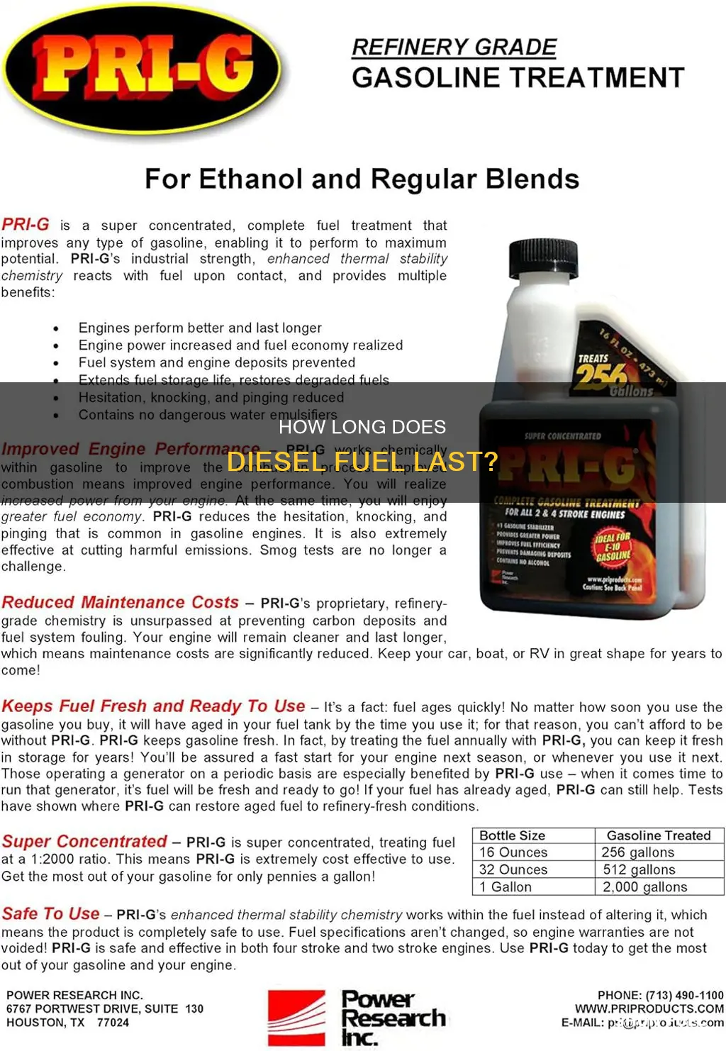 what is the storage life of diesel fuel
