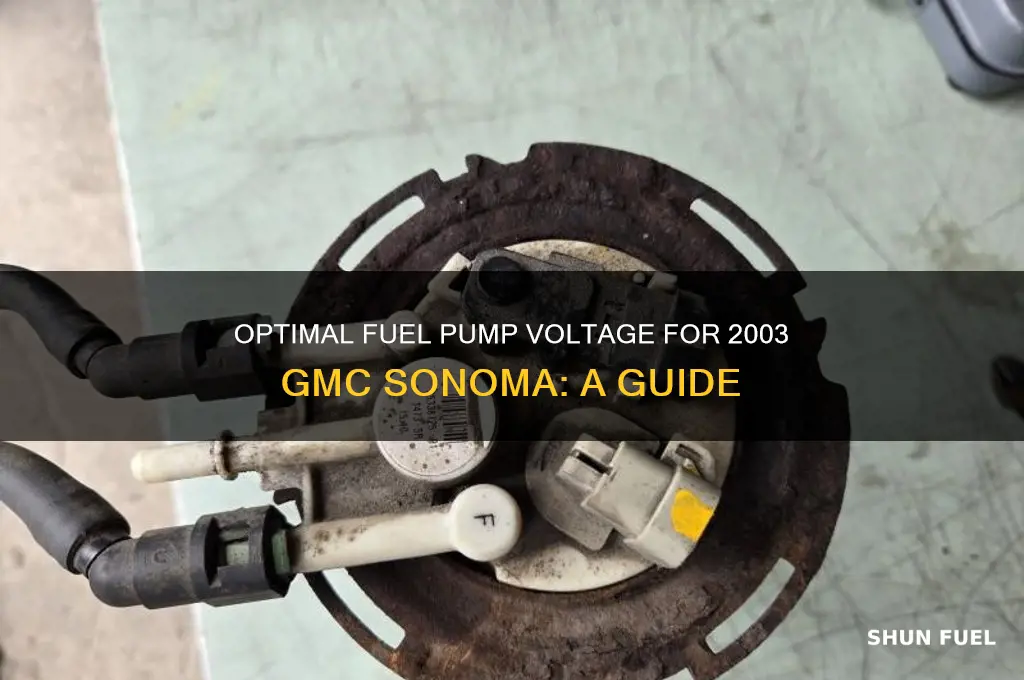 what voltage should be at fuel pump 03 gmc sonoma