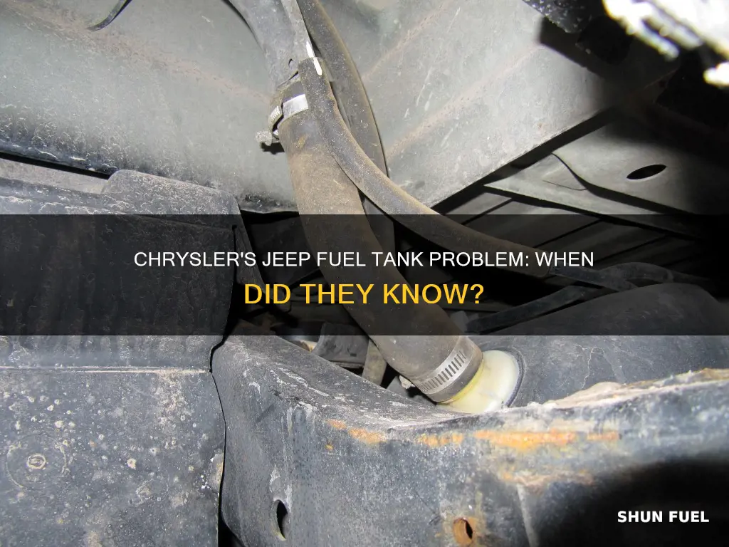 when was chryler aware of the jeep fuel tank provlem