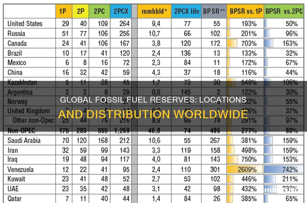 where are fossil fuels found around the world