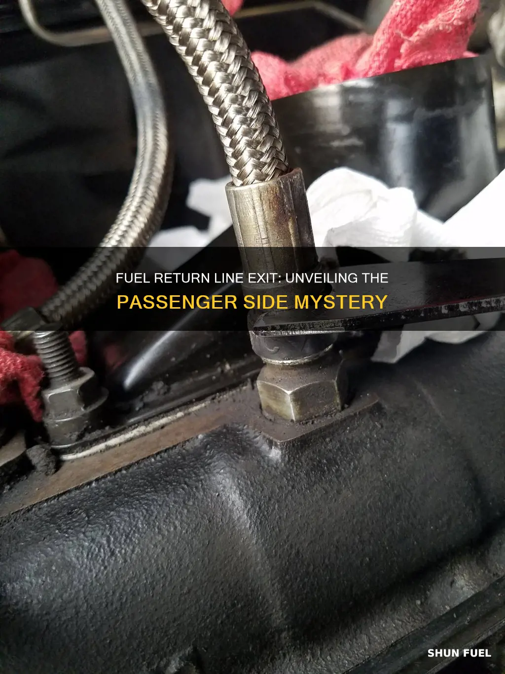 where does lb7 passenger side fuel return line exit head