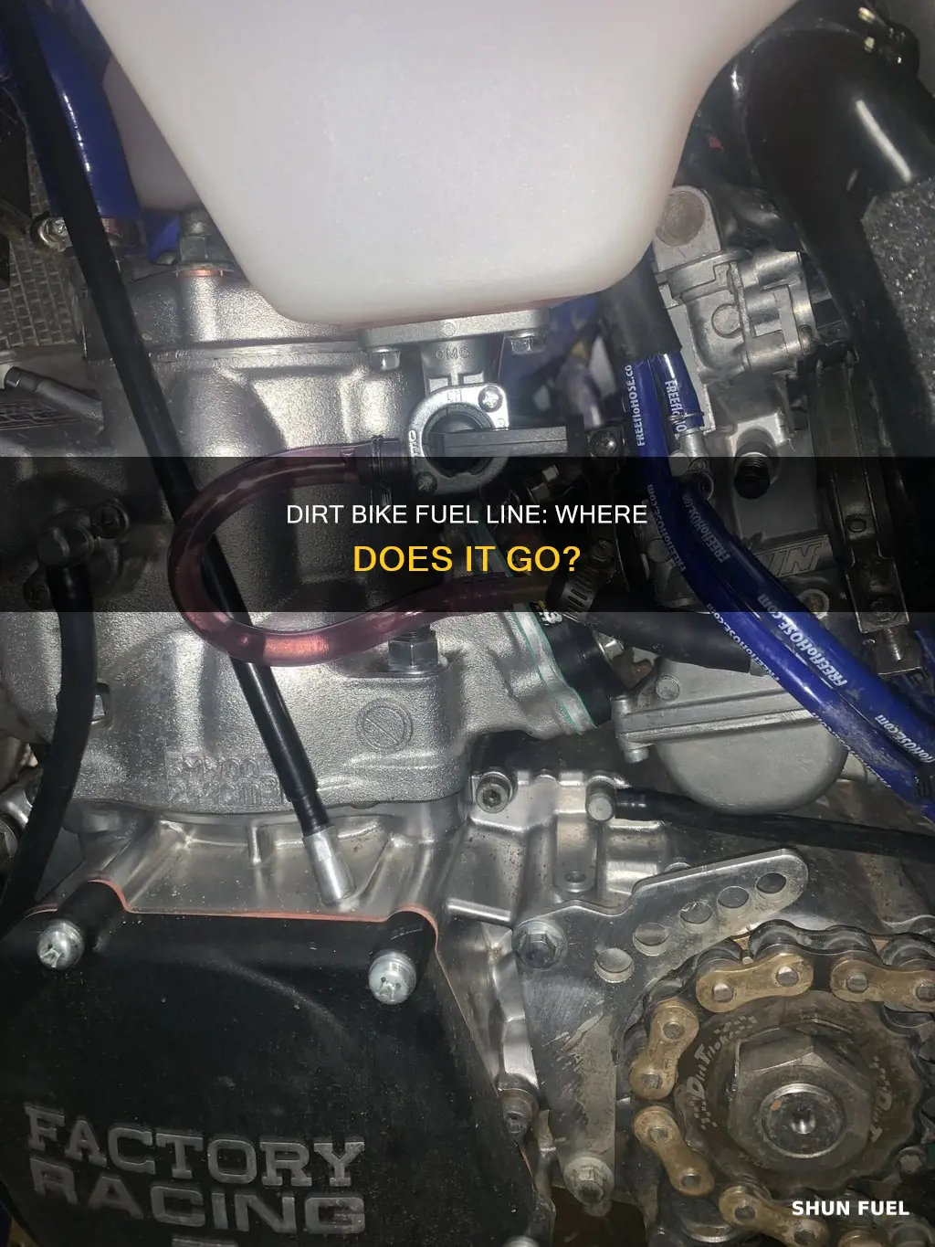 where does the fuel line go on a dirt bike