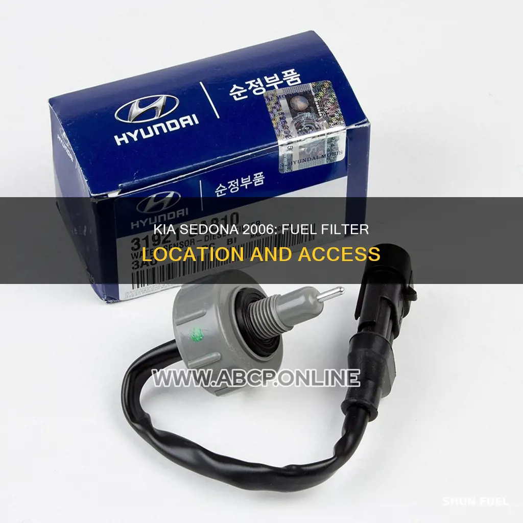 where is fuel filter located on 2006 kia sedona