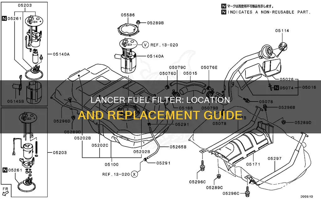 where is the fuel filter located on a 2002 lancer