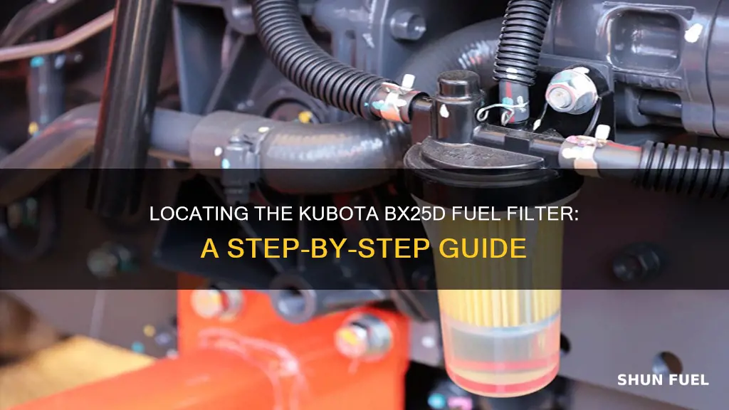 where is the fuel filter located on a kubota bx25d