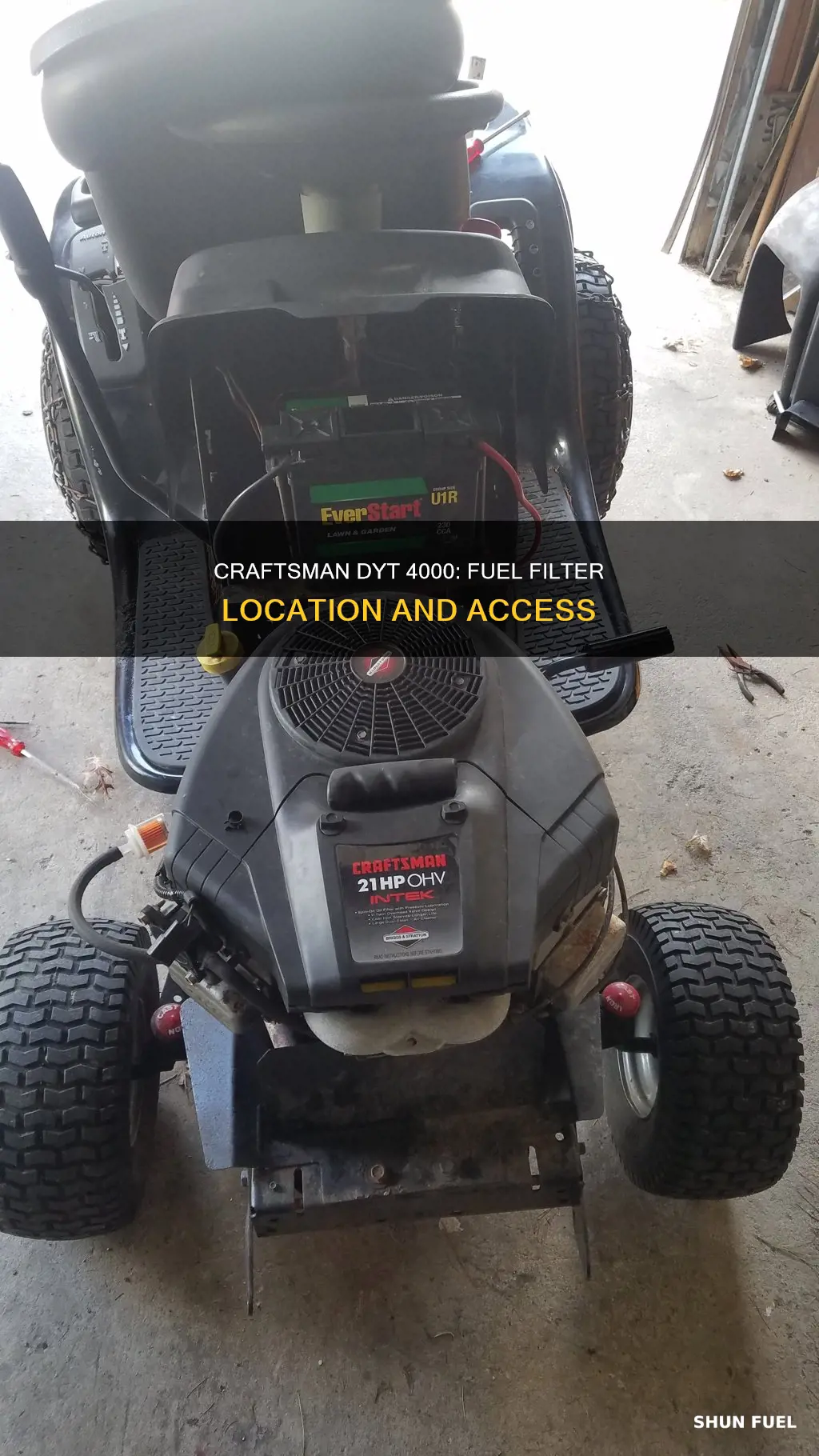 where is the fuel filter on a craftsman dyt 4000