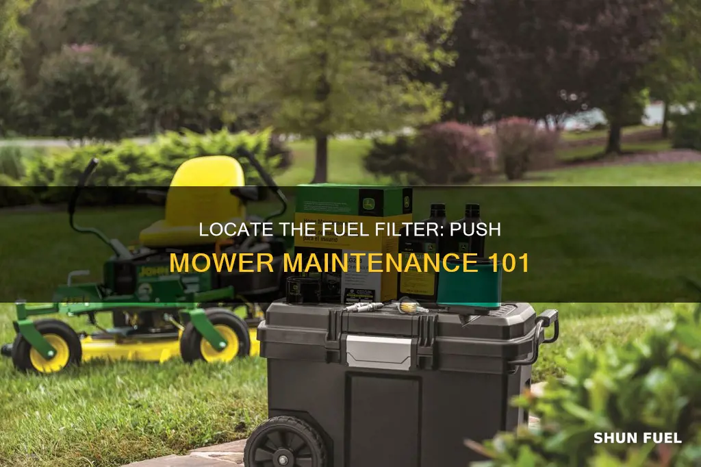where is the fuel filter on a push mower