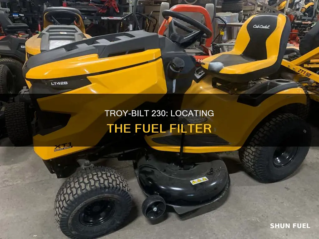where is the fuel filter on troy bilt 230