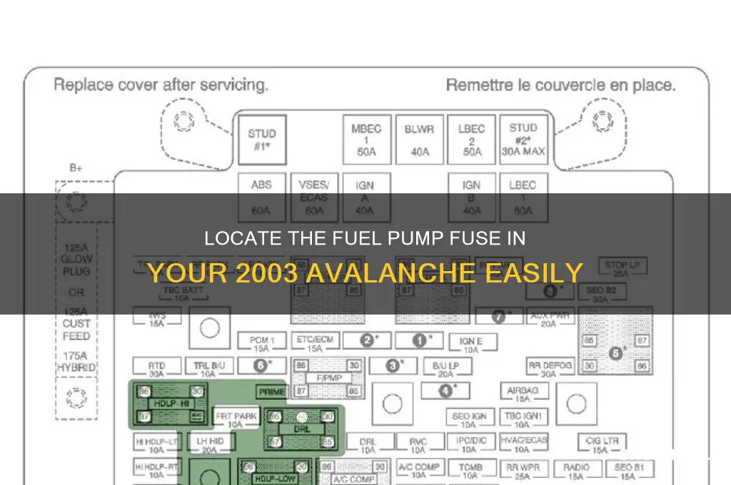 where is the fuel pump fuse for 03 avalanche