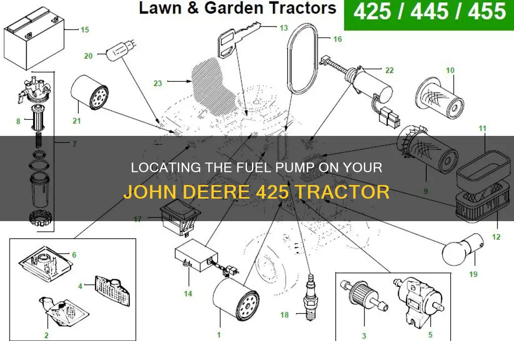 where is the fuel pump on a john deere 425