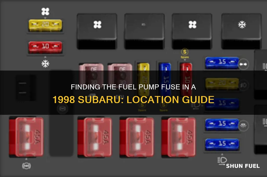 where is the location of fuel pump fuse subaru 1998