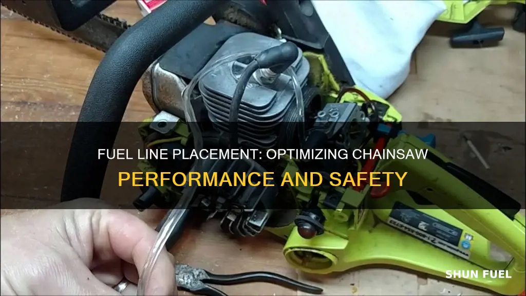 where should fuel line go in chain saw tank