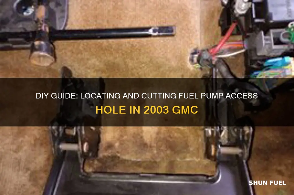 where to cut access hole for 2003 gmc fuel pump