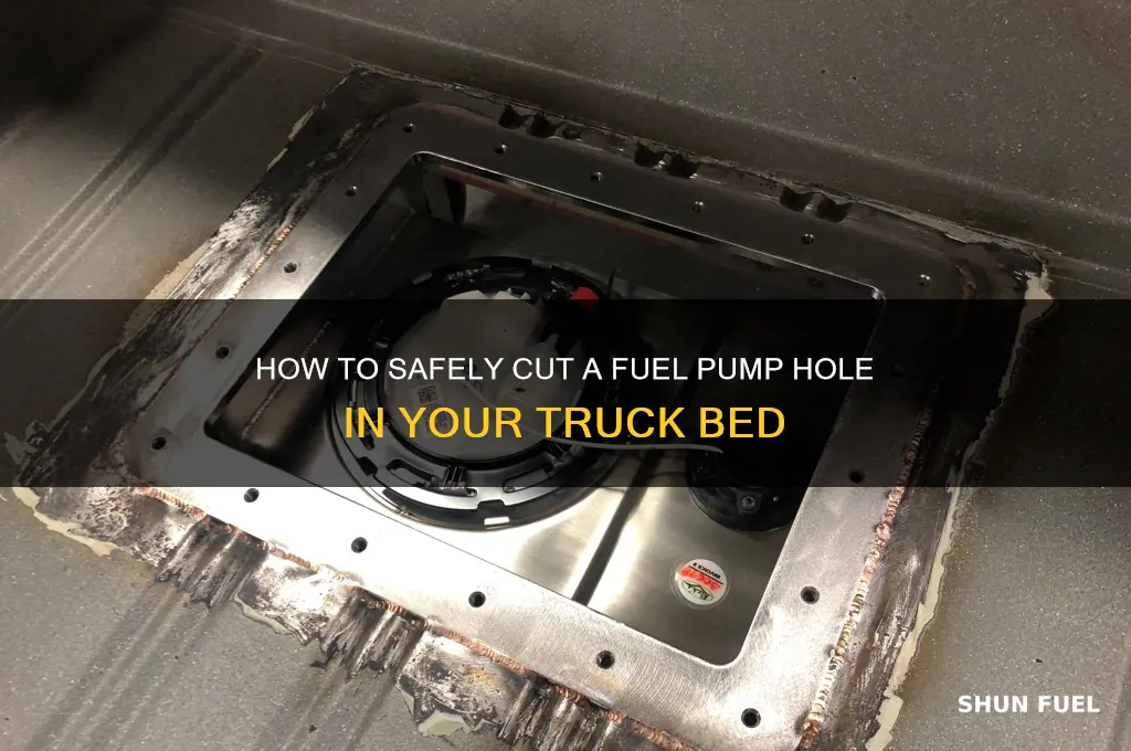 where to cut hole in truck bed for fuel pump