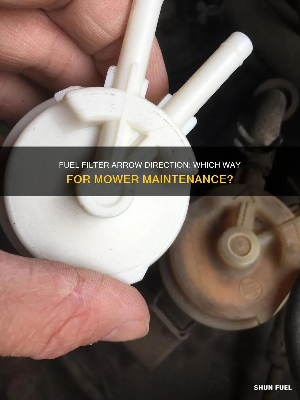 which direction is arrow facing for fuel filter mower