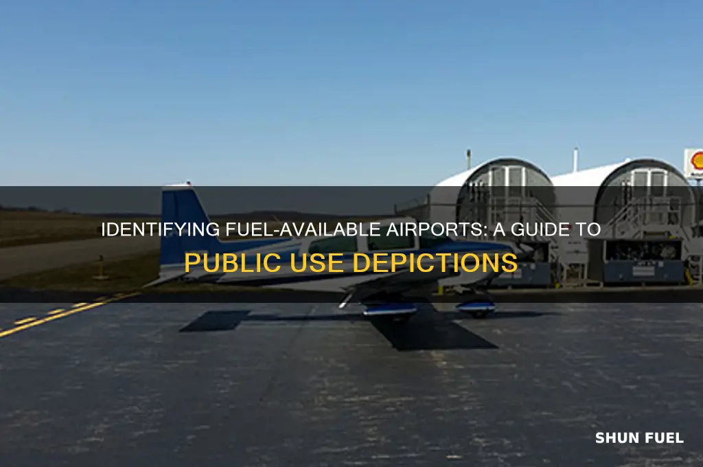 which public use airport depicted is indicated as having fuel