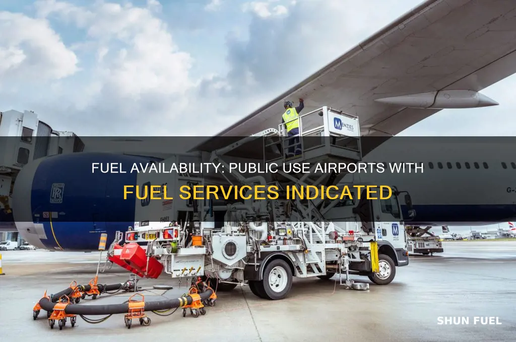 which public use airports depicted are indicated as having fuel
