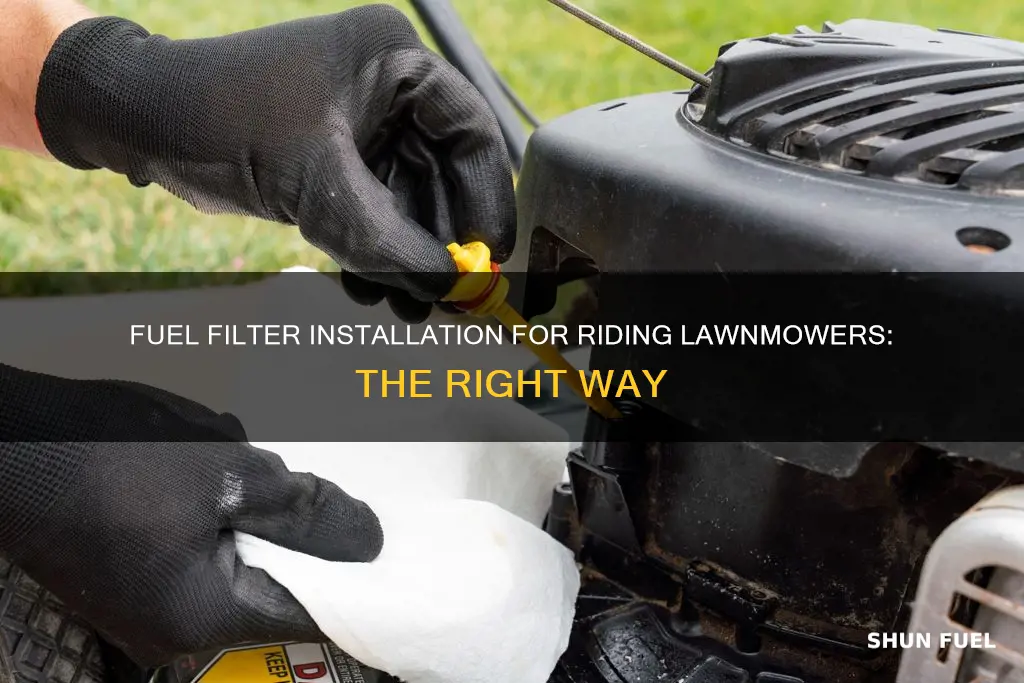 which way does fuel filter go on riding lawnmower