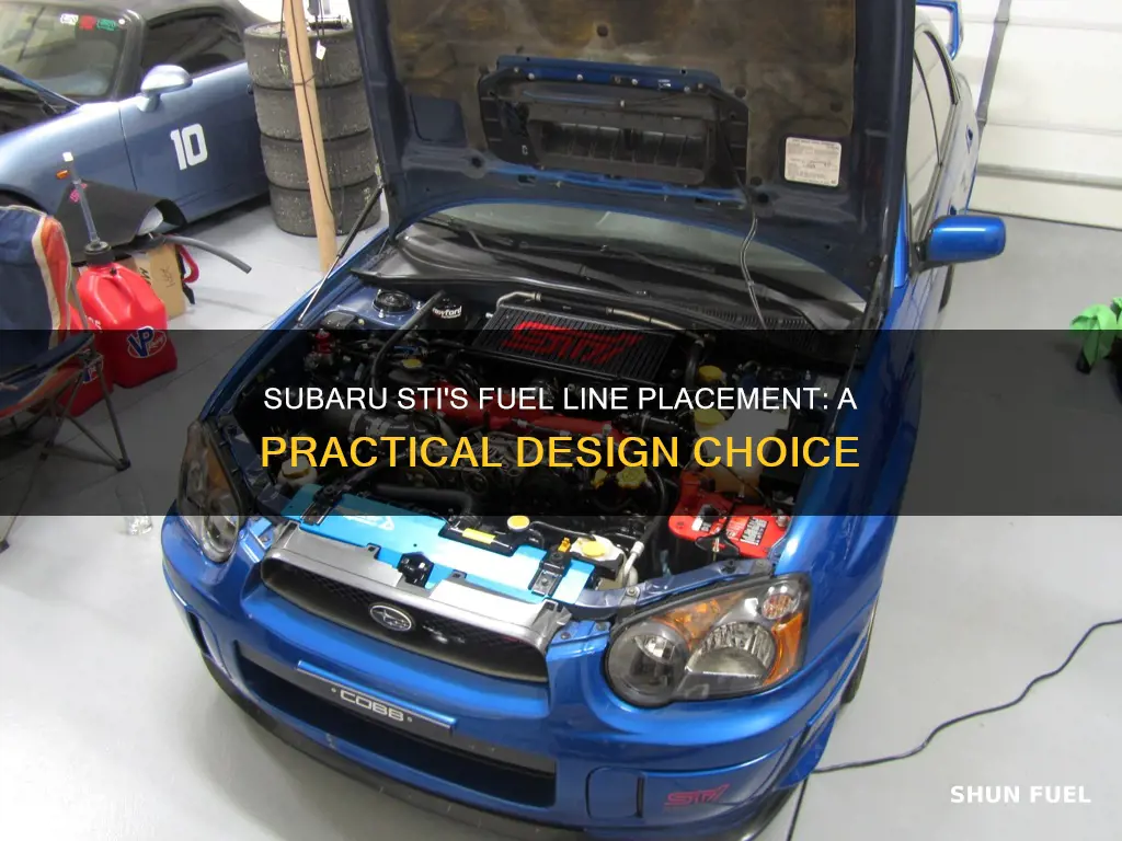 why does subaru sti run fuel line inside the car