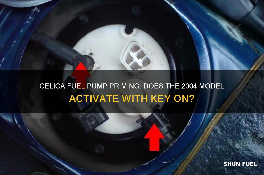 will 04 celica fuel pump prime with key in on