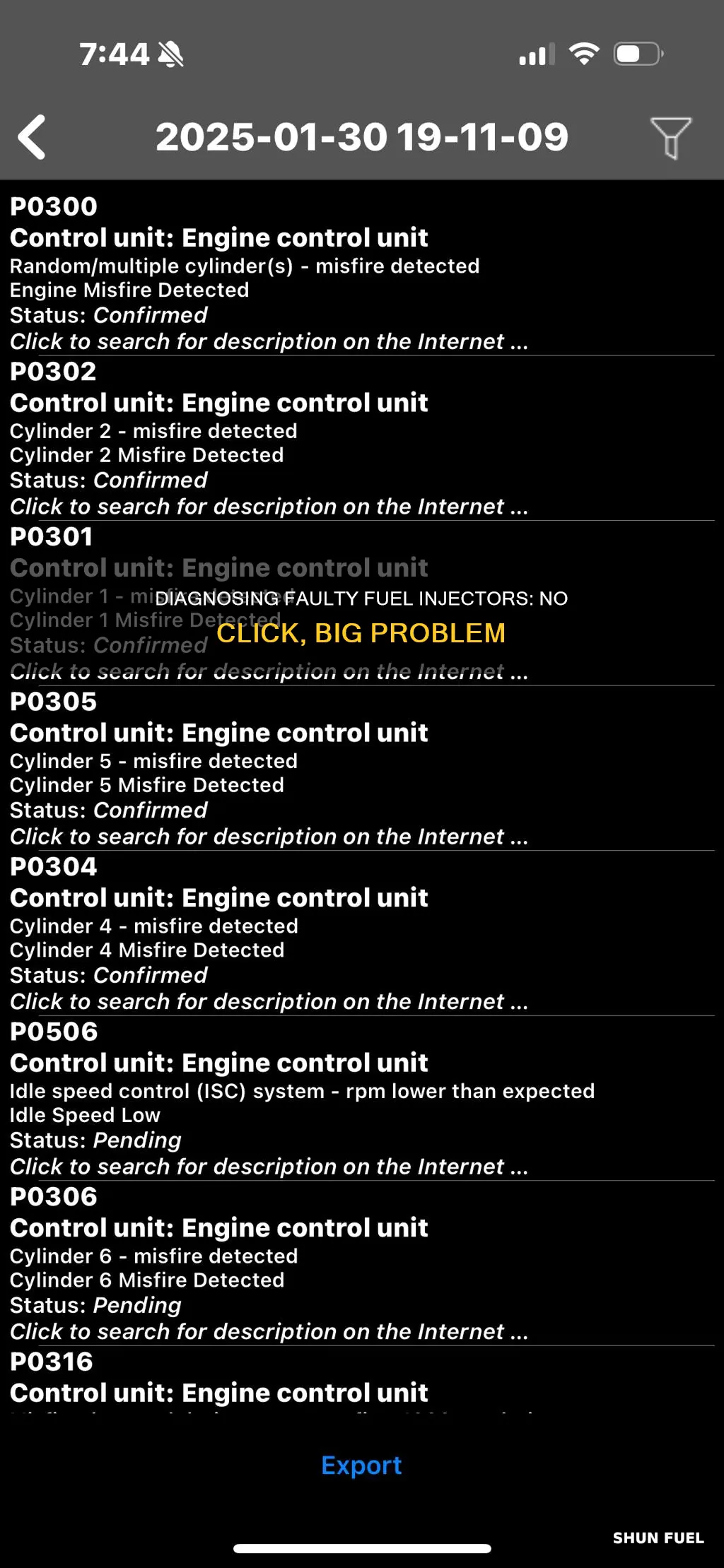 will a bad fuel injector not click