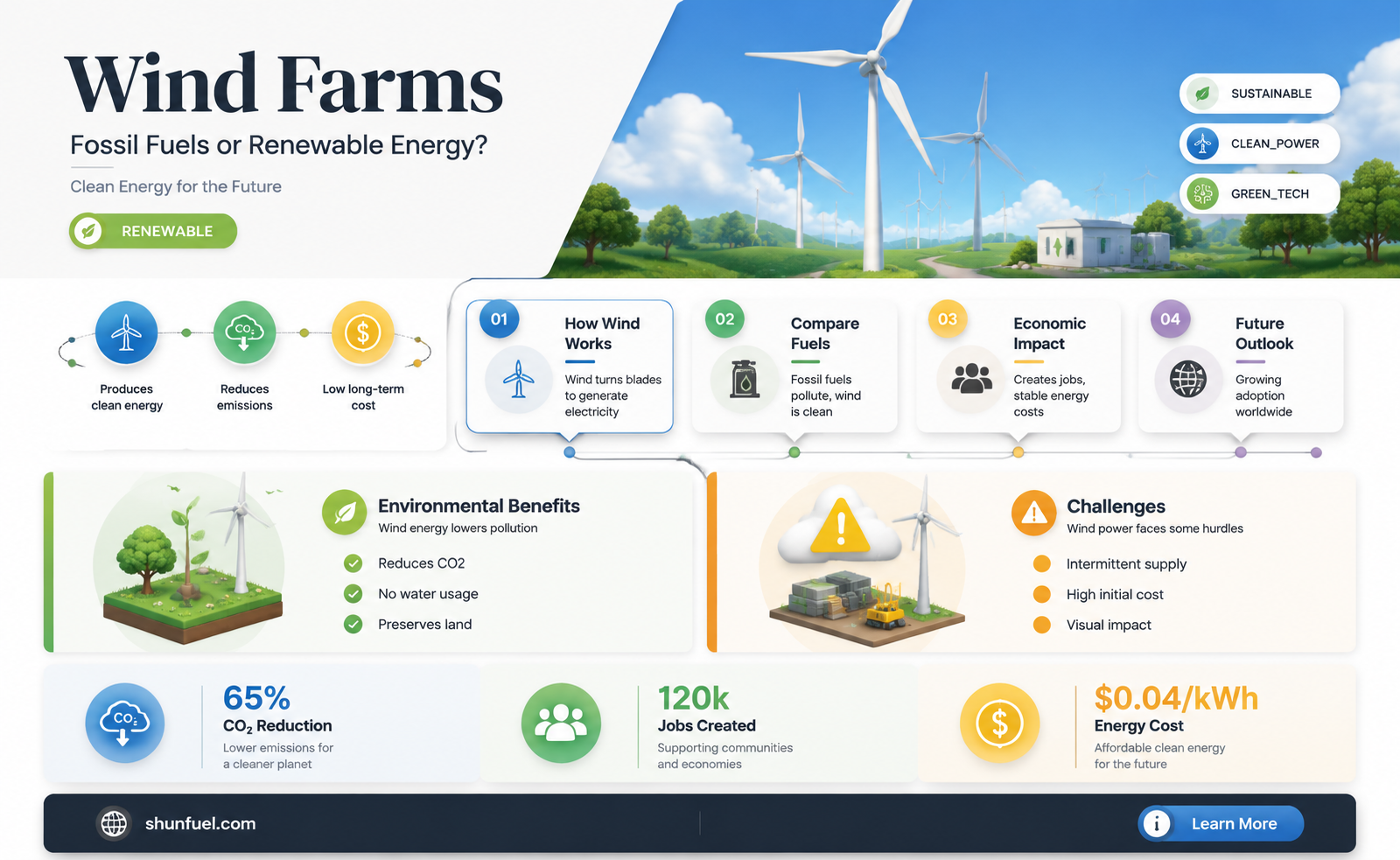 are fossil fuels used in the production of wind farms
